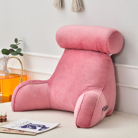 Backrest Reading Pillow with Armrests and Adjustable Headrest