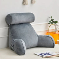 Backrest Reading Pillow with Armrests and Pocket