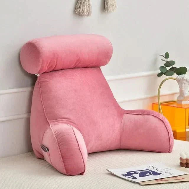 Backrest Reading Pillow with Armrests and Pocket
