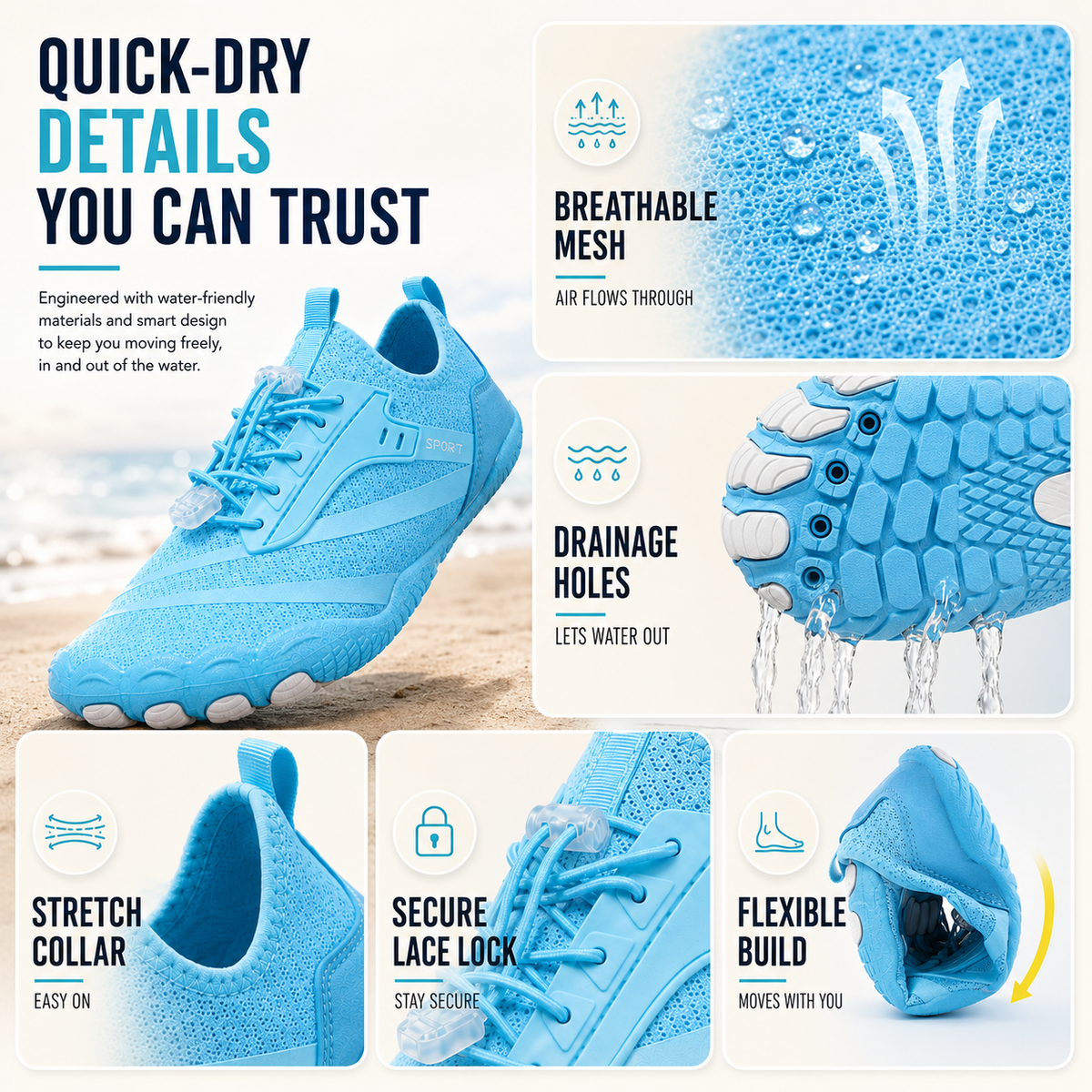 Barefoot Water Shoes - Quick-Dry Non-Slip Beach Shoes