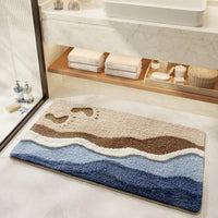 Bathroom Mat with Beach Footprint Pattern