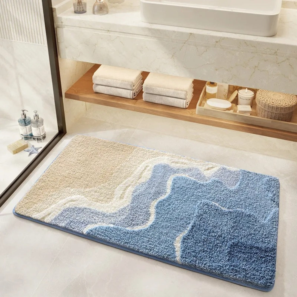 Bathroom Mat with Beach Footprint Pattern