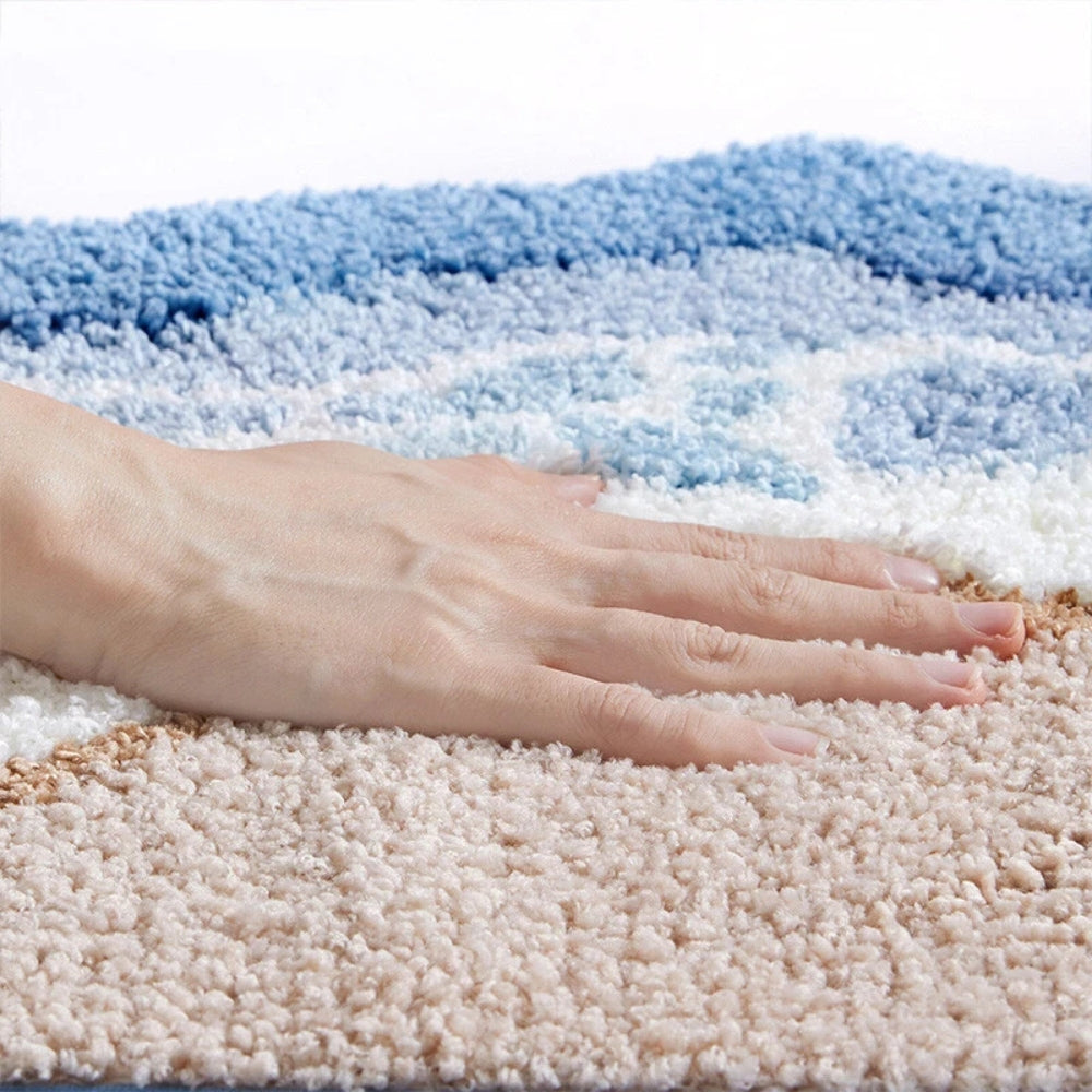 Bathroom Mat with Beach Footprint Pattern