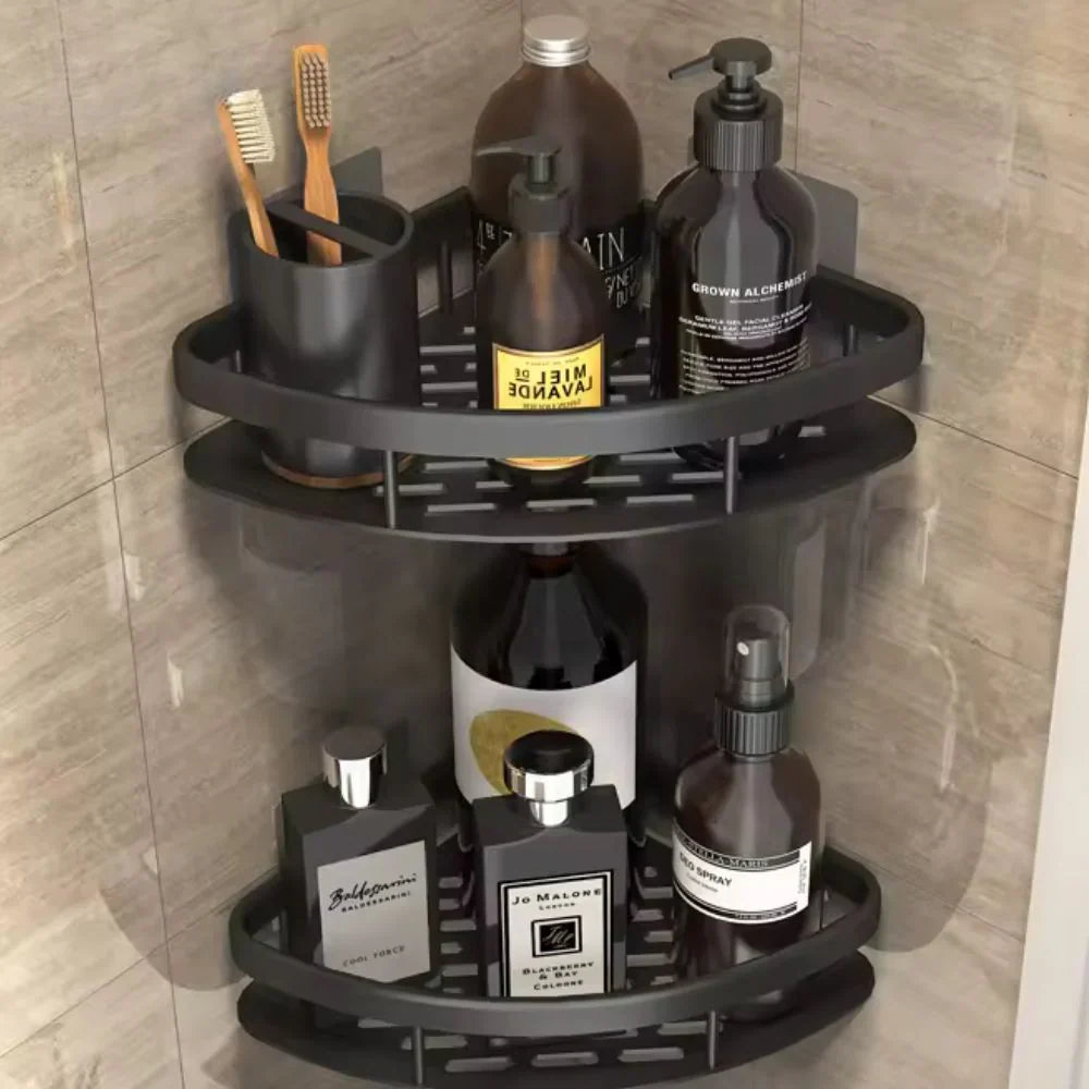 Bathroom Organizer - Stainless Steel Wall Organizer with 1 or 2 Tiers