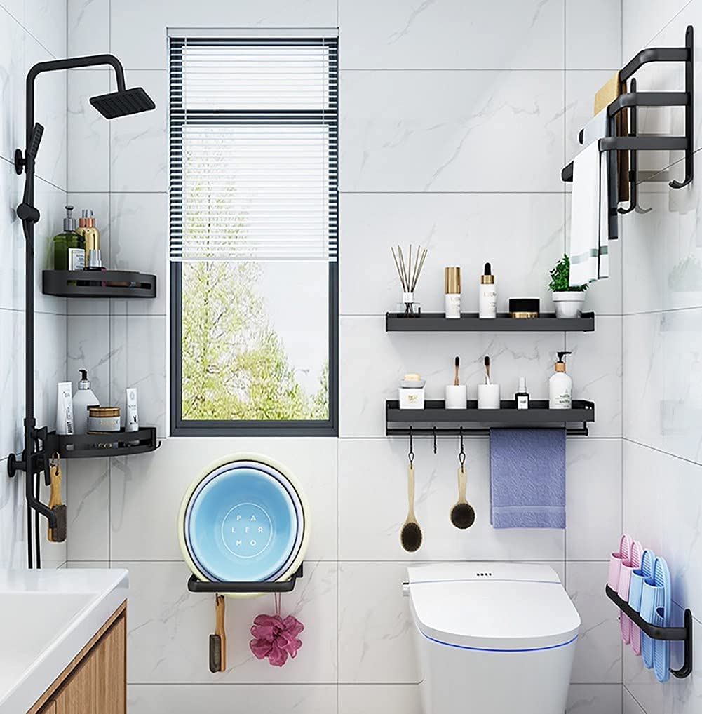 Bathroom Storage Shelf - Wall-Mounted Towel Holder