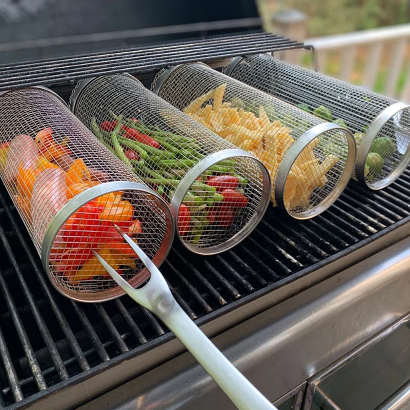 BBQ Grill Basket | 360° Rotating | Even Heat | Stainless Steel Design