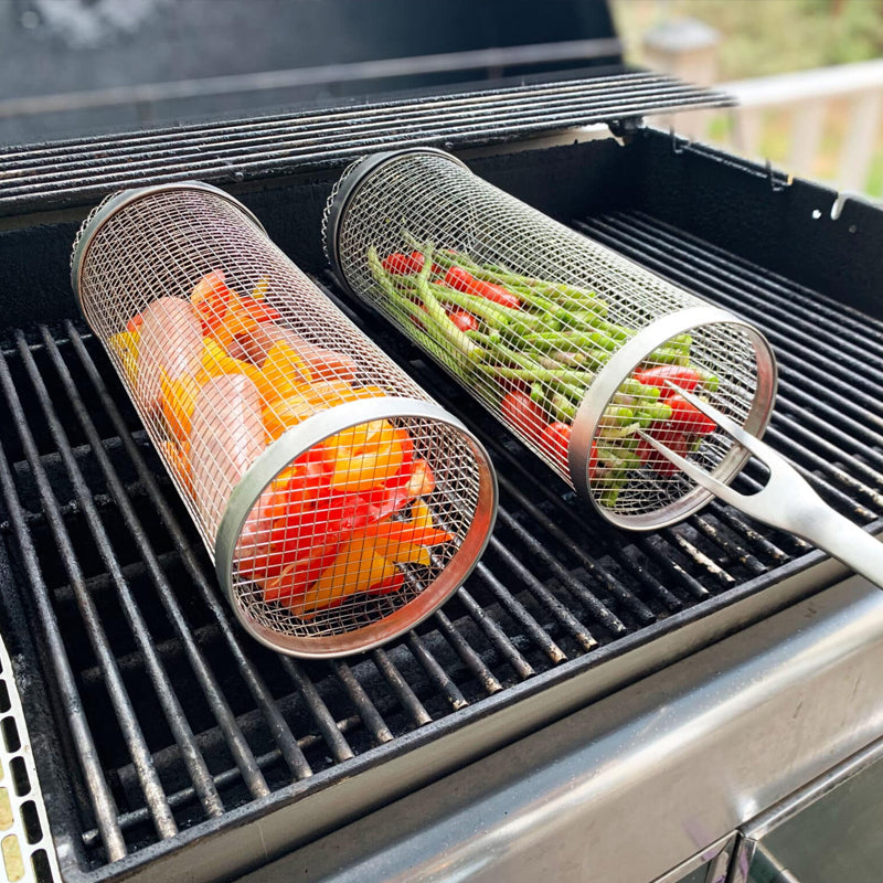 BBQ Grill Basket | 360° Rotating | Even Heat | Stainless Steel Design