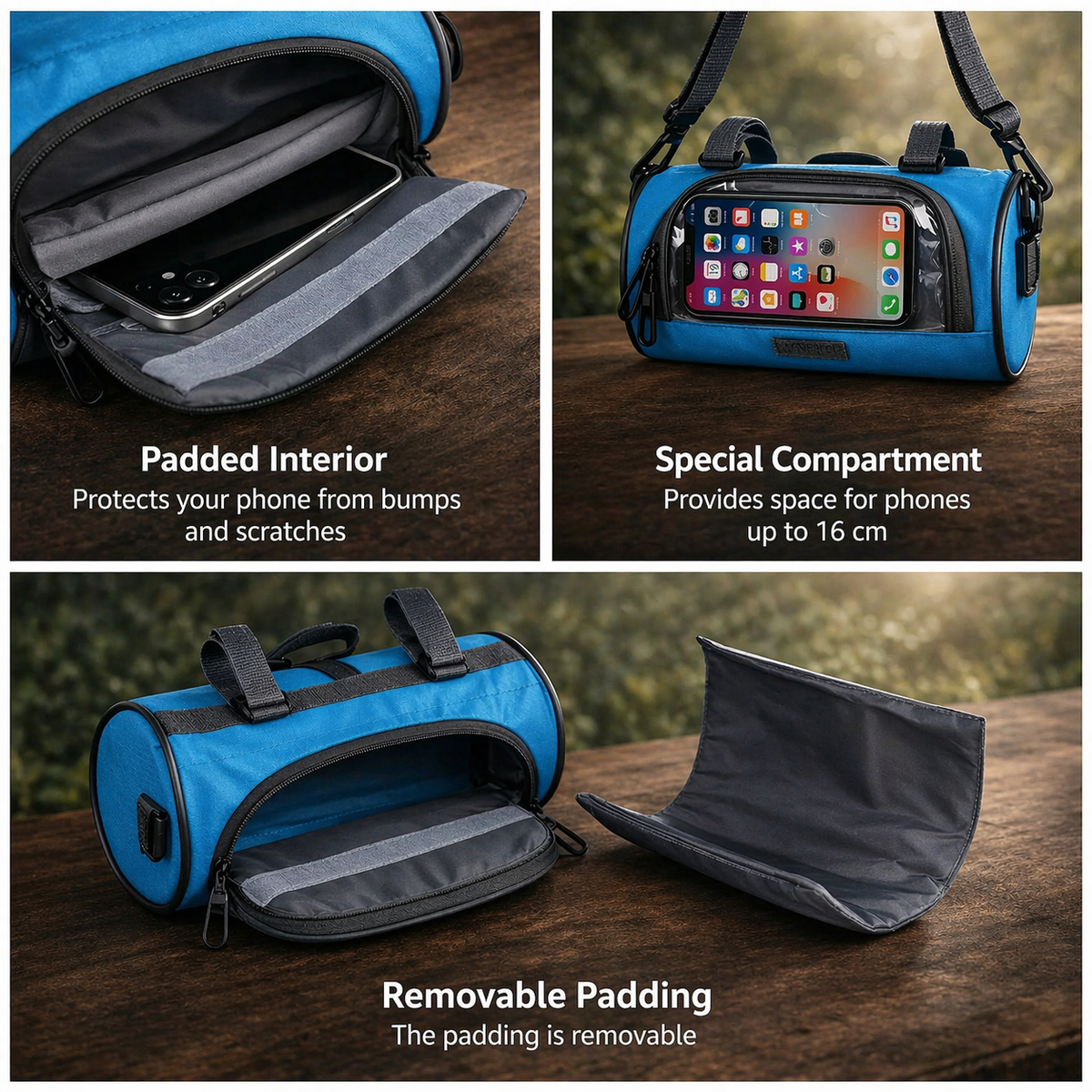 Bike Bag with Touchscreen Compatibility and Universal Hook-and-Loop System