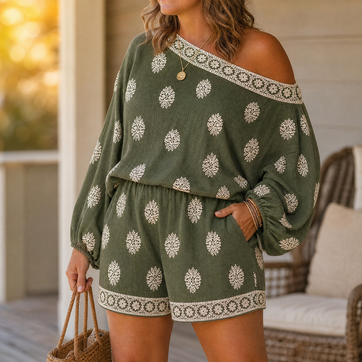 Bohemian Off-Shoulder Matching Set
