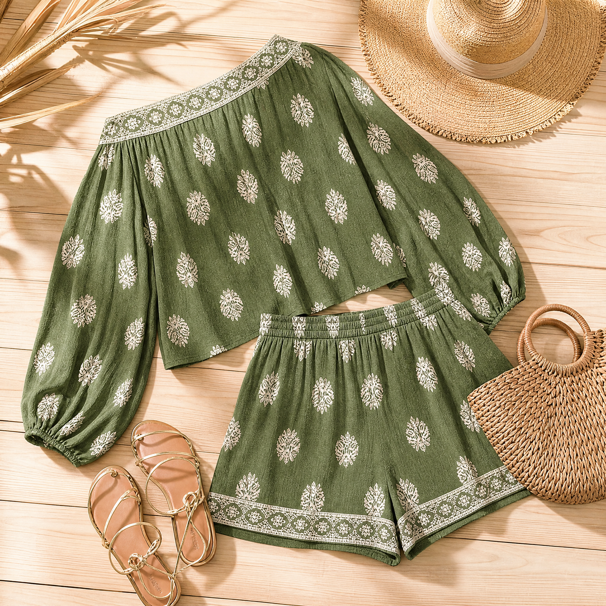 Bohemian Off-Shoulder Matching Set