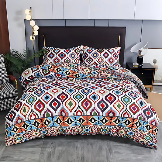 Boho Bedding Set with Tribal Pattern