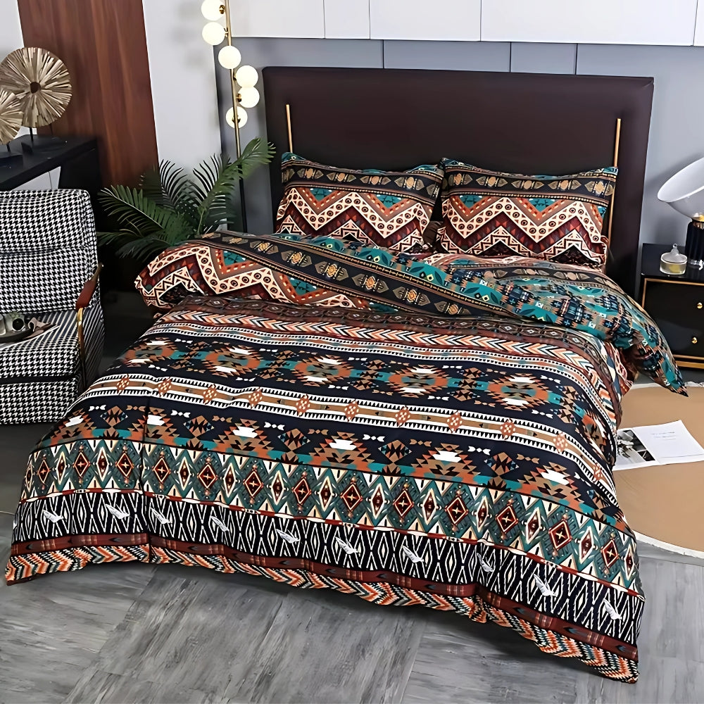 Boho Bedding Set with Tribal Pattern