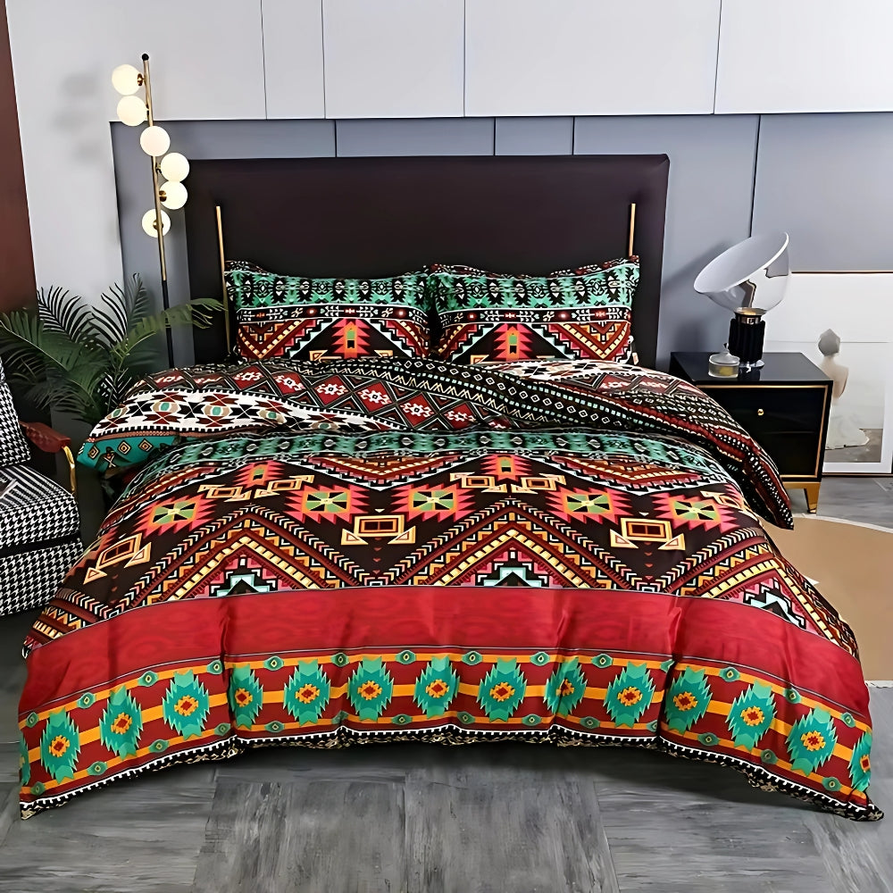 Boho Bedding Set with Tribal Pattern