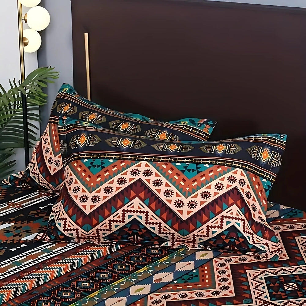 Boho Bedding Set with Tribal Pattern