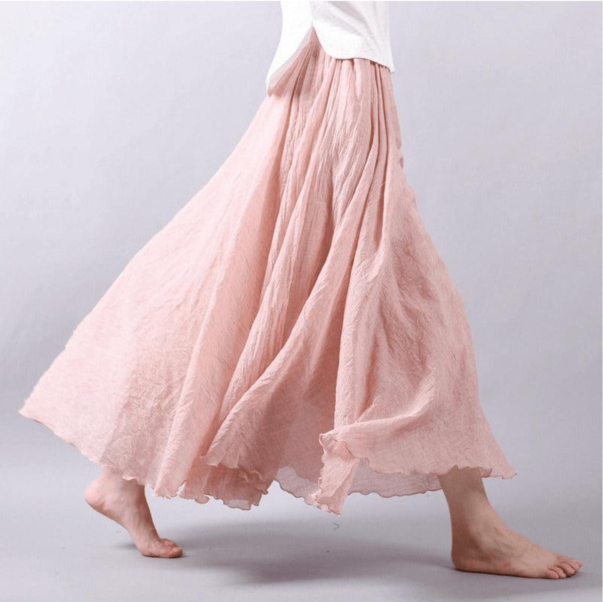 Boho Linen Maxi Skirt
