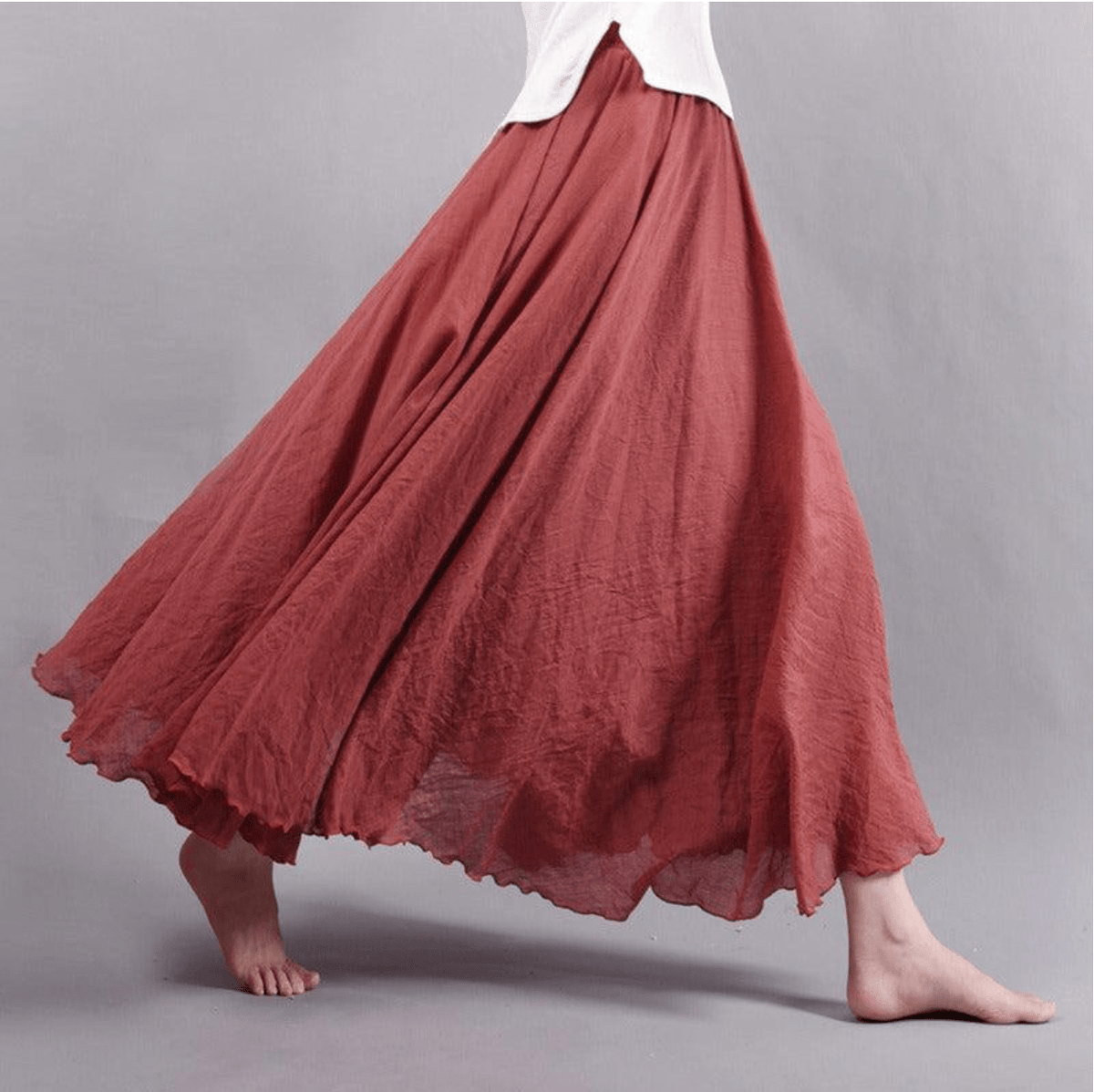 Boho Linen Maxi Skirt