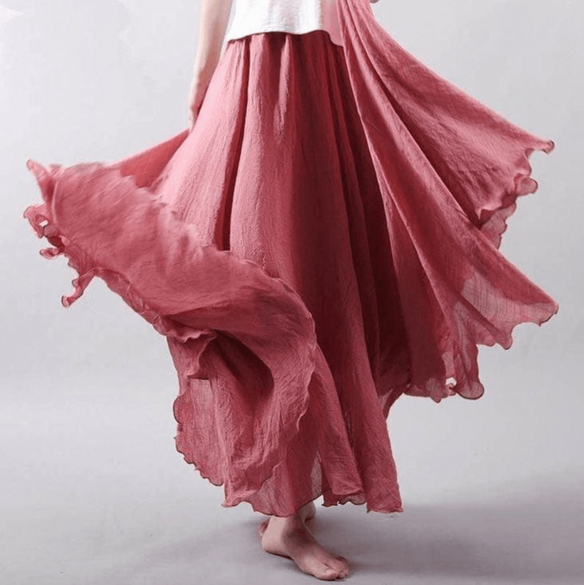 Boho Linen Maxi Skirt