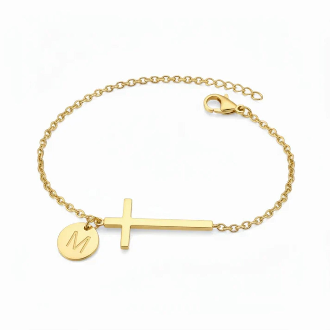 Bracelet with Cross and Personalised Letter