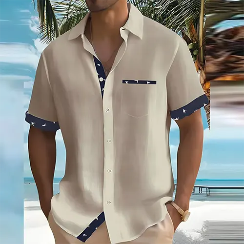 Breathable Camp Shirt with Contrast Trim