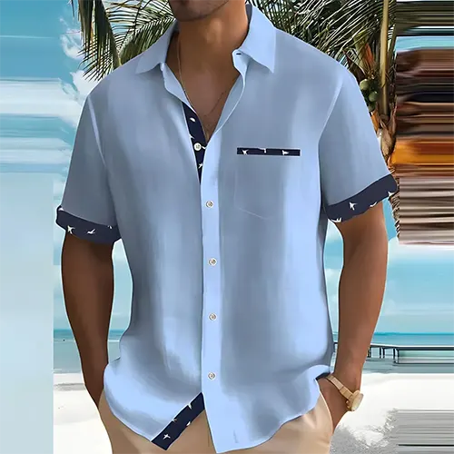Breathable Camp Shirt with Contrast Trim