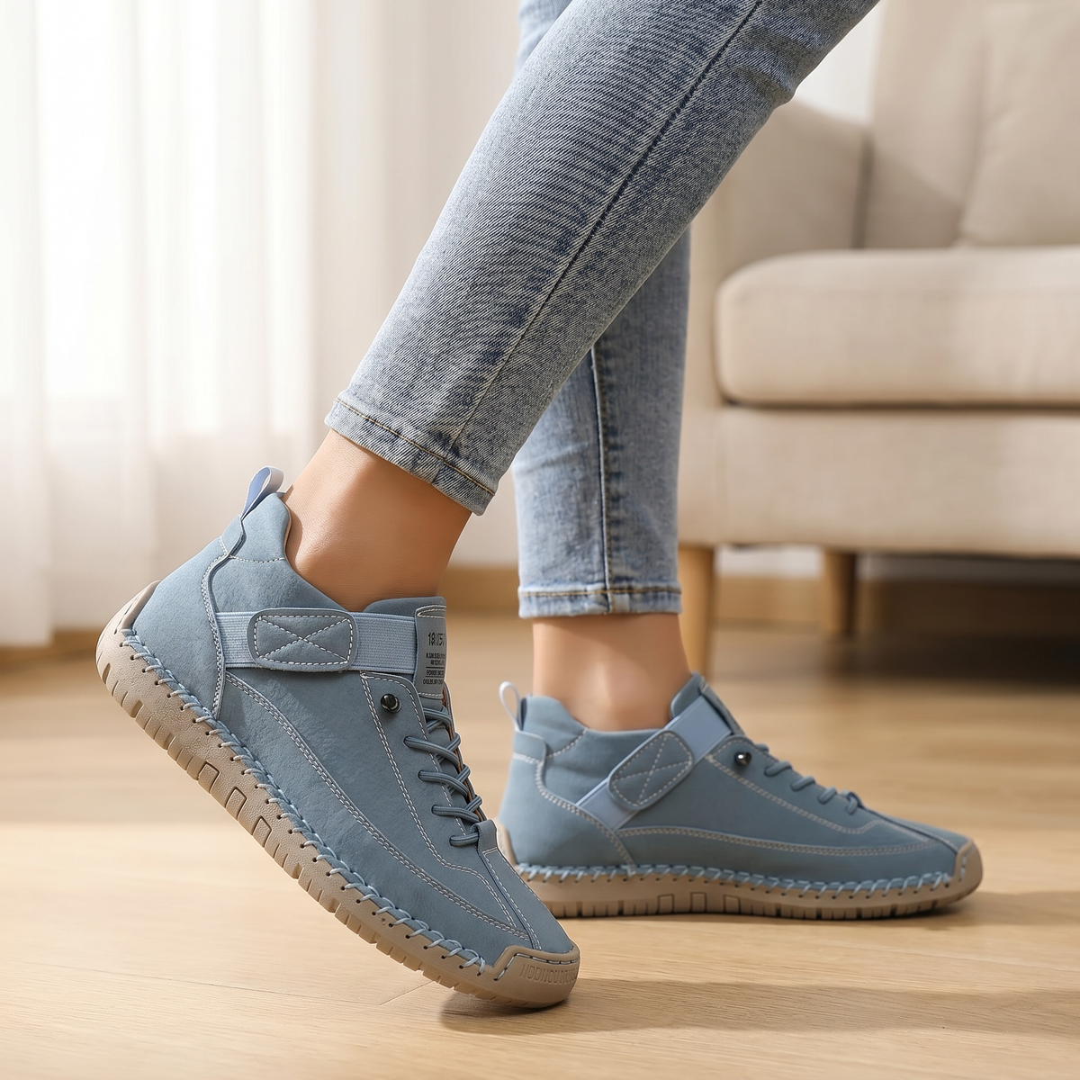 Breathable Fabric Women's Sneakers | Comfortable Laceless Walking Shoes