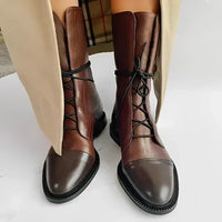 Calf-Length Lace-Up Boots