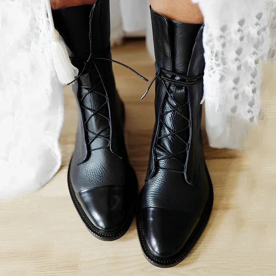 Calf-Length Lace-Up Boots