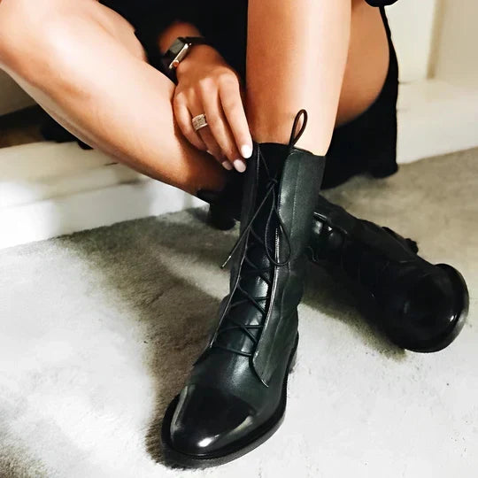 Calf-Length Lace-Up Boots