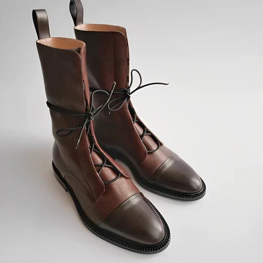Calf-Length Lace-Up Boots