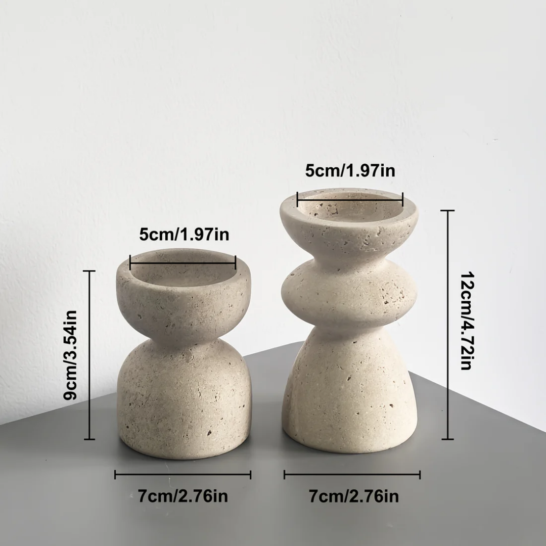 Candle Holder Set - Natural Stone Candlesticks