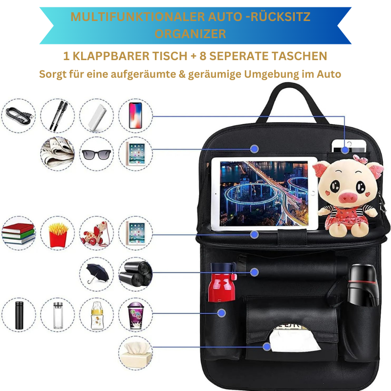 Car Backseat Organizer with Foldable Tray Table