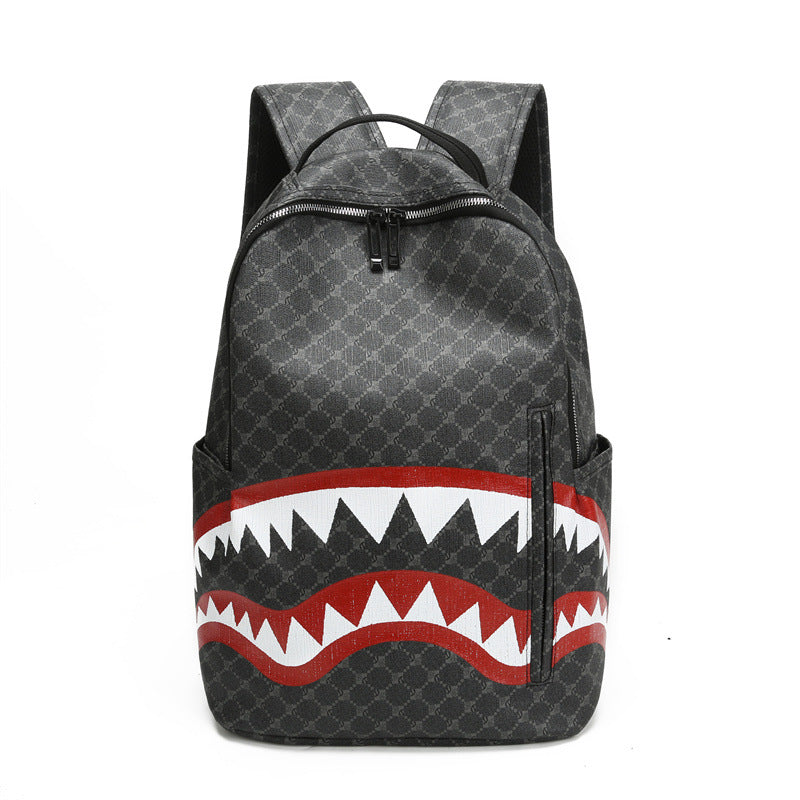 Casual Backpack with Shark Graphic