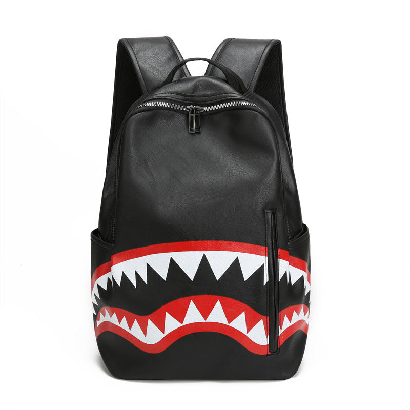 Casual Backpack with Shark Graphic