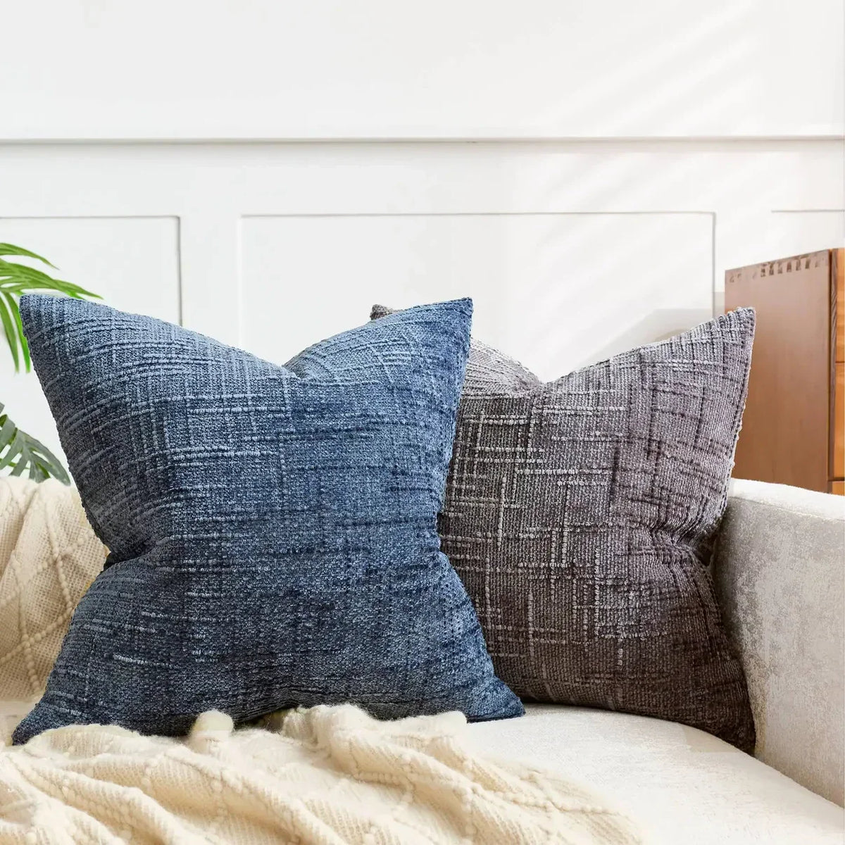 Chenille Sofa Cushion Cover - Soft Solid-Colour Finish | Elegant Decoration for Living Room and Bedroom