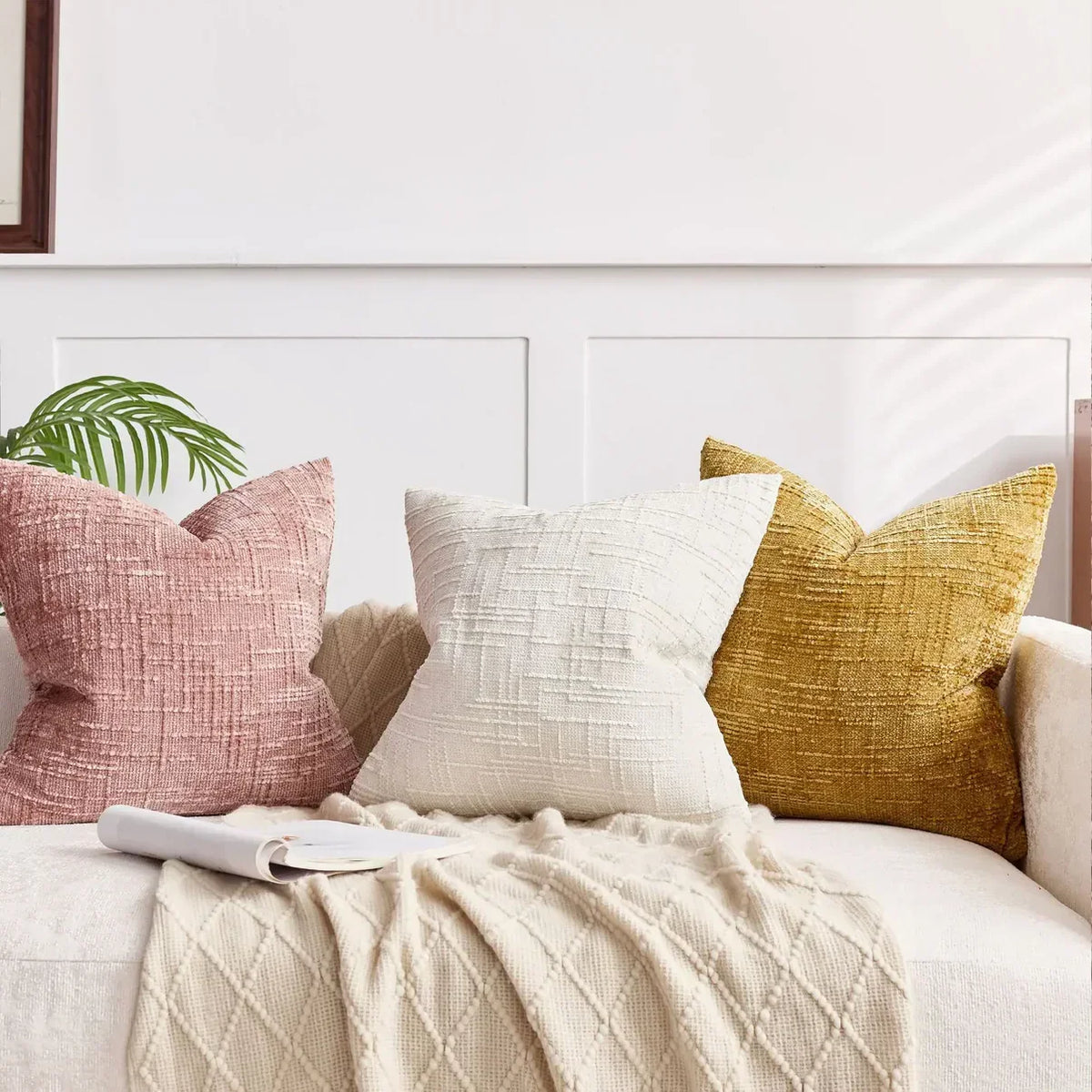 Chenille Sofa Cushion Cover - Soft Solid-Colour Finish | Elegant Decoration for Living Room and Bedroom