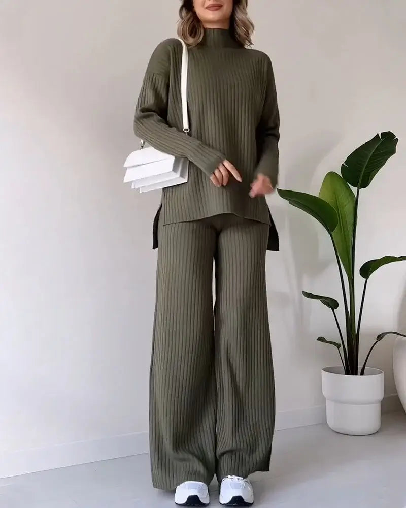 Chic Casual Two-Piece Set with Slit