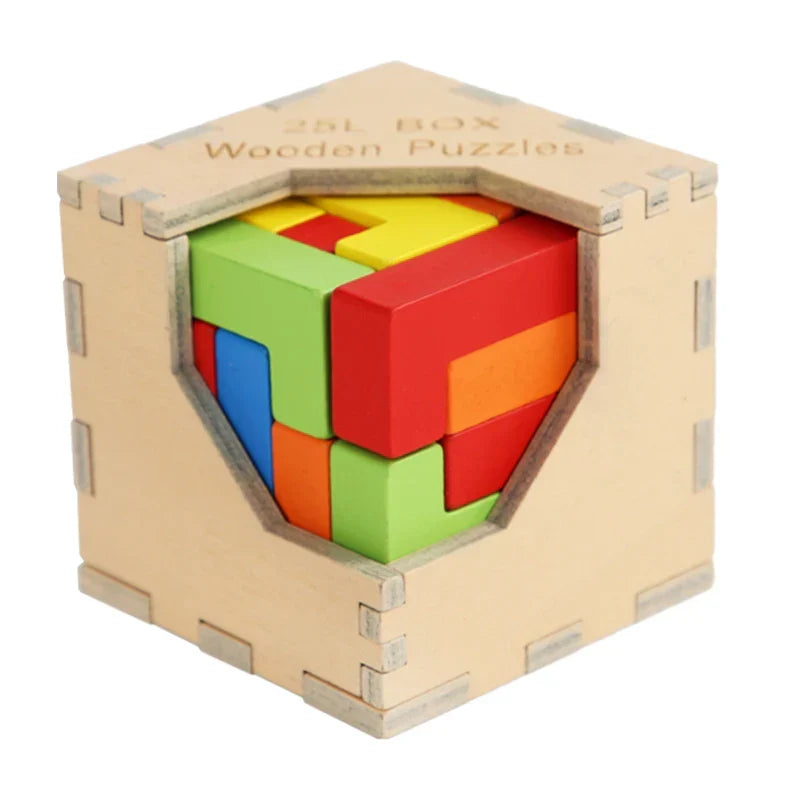 Children's Wooden 3D Tetris Cube Puzzle