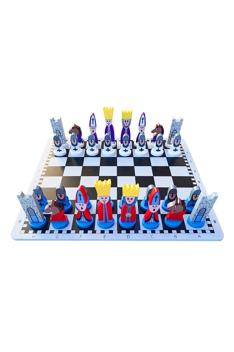 Children's Wooden Chess Set with Educational Strategy Game