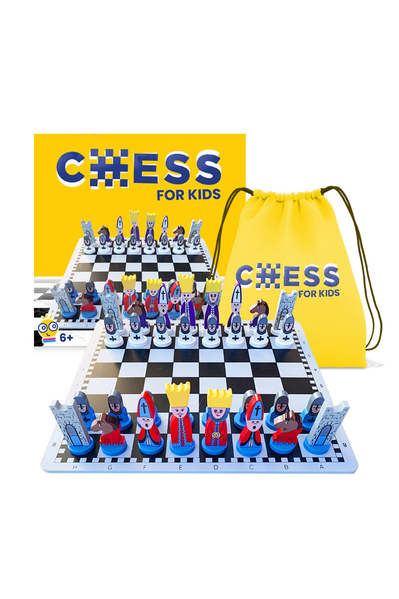 Children's Wooden Chess Set with Educational Strategy Game