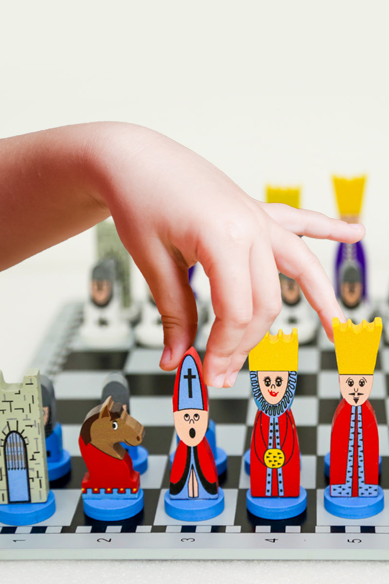 Children's Wooden Chess Set with Educational Strategy Game