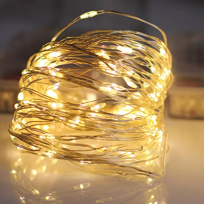 Christmas Copper Wire String Lights with USB Remote Control