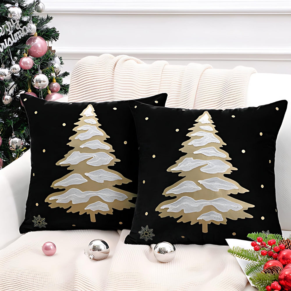 Christmas Tree Velvet Decorative Cushion Cover