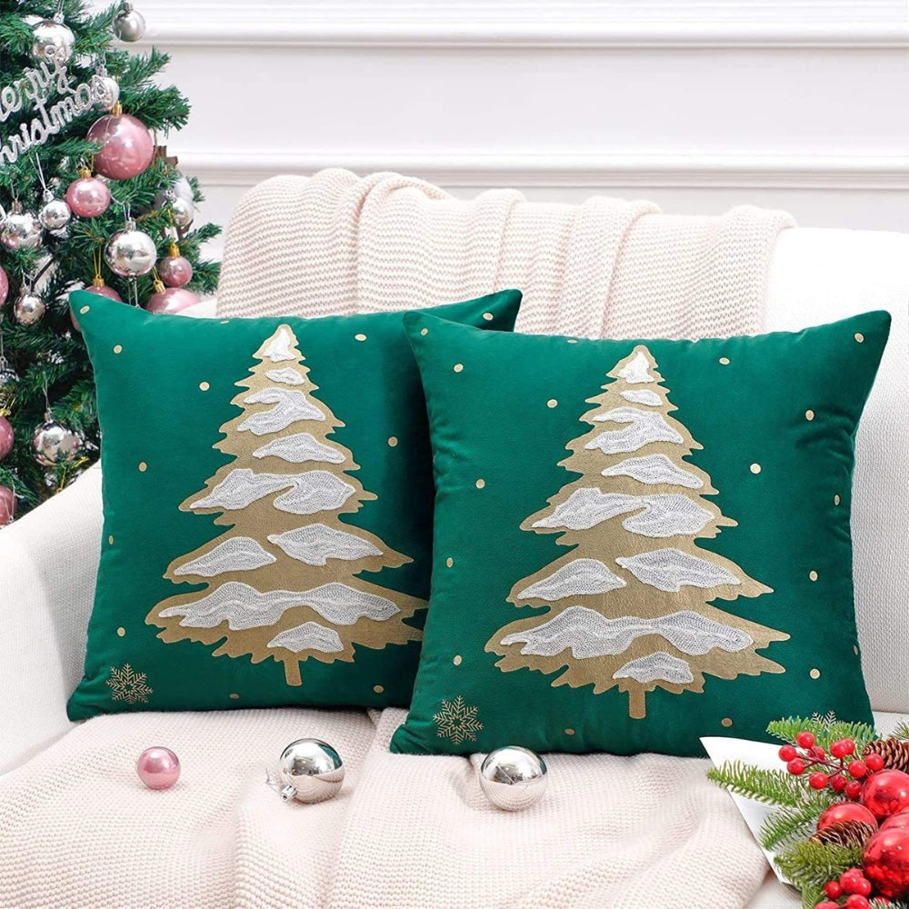 Christmas Tree Velvet Decorative Cushion Cover