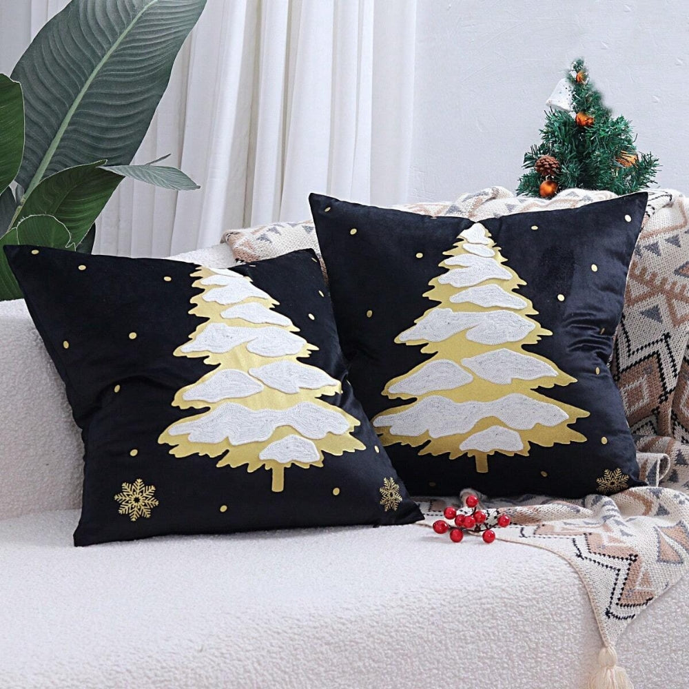 Christmas Tree Velvet Decorative Cushion Cover
