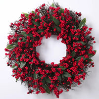 Christmas Wreath with Cypress Leaves and Red Berries – Perfect Festive Decoration