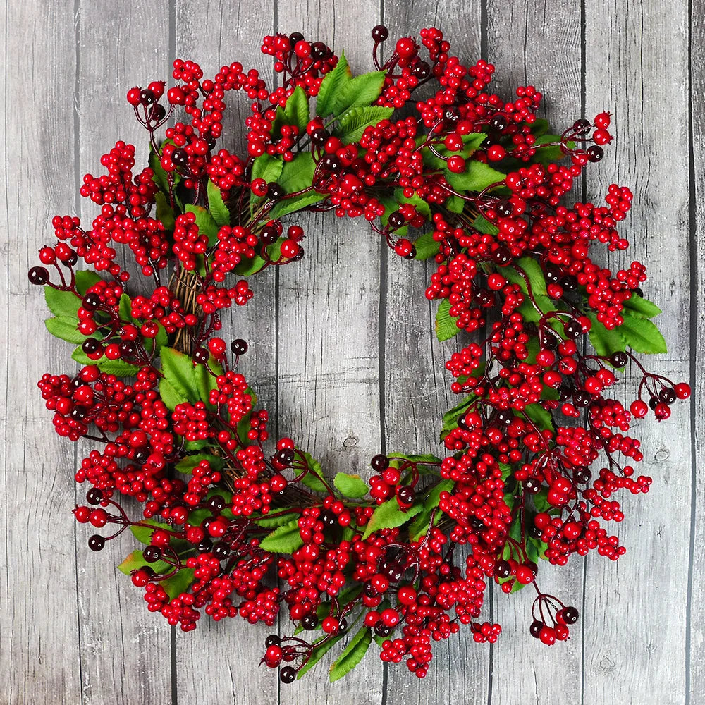 Christmas Wreath with Cypress Leaves and Red Berries – Perfect Festive Decoration