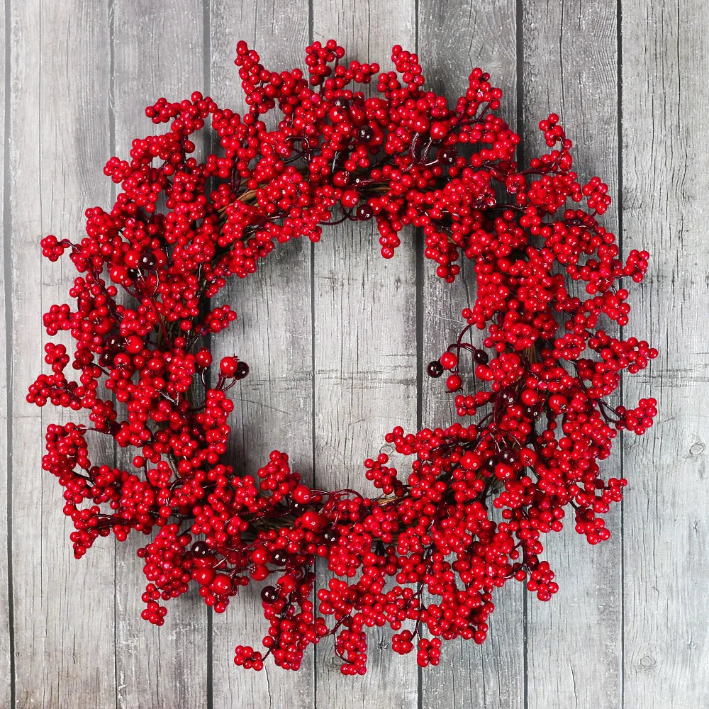 Christmas Wreath with Cypress Leaves and Red Berries – Perfect Festive Decoration