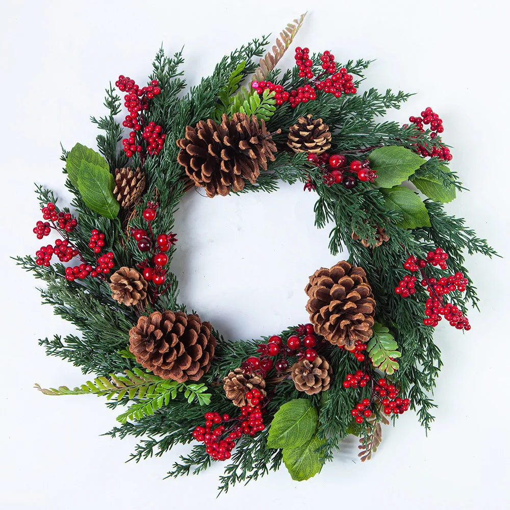 Christmas Wreath with Cypress Leaves and Red Berries – Perfect Festive Decoration