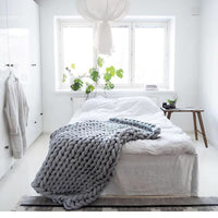 Chunky Knit Throw Blanket for Sofa or Bed