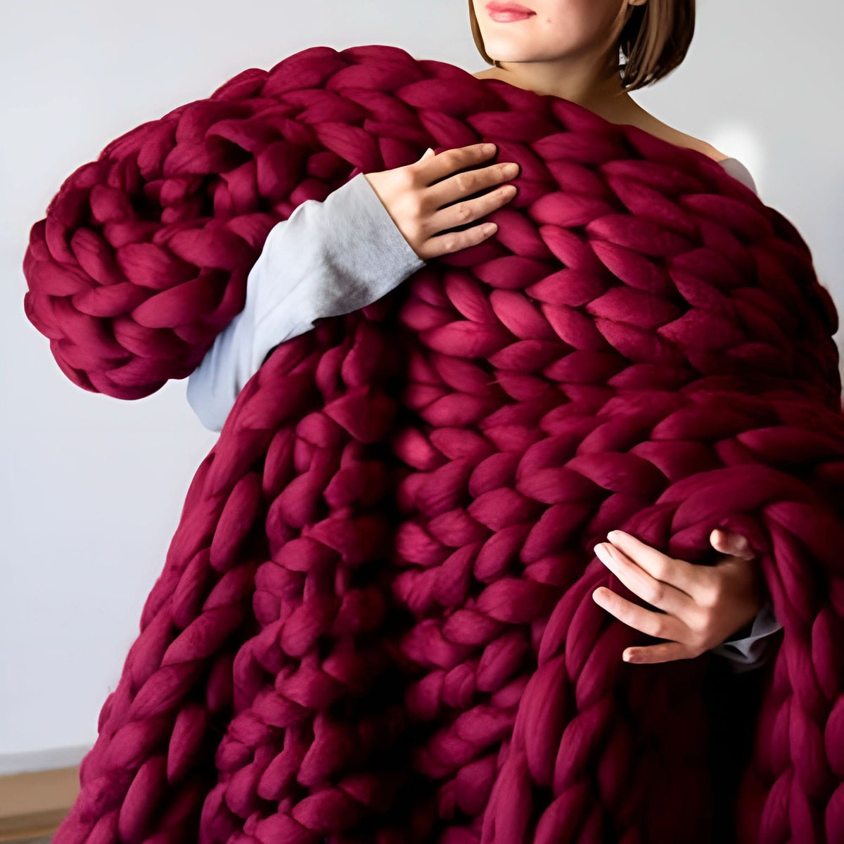 Chunky Knit Throw Blanket for Sofa or Bed